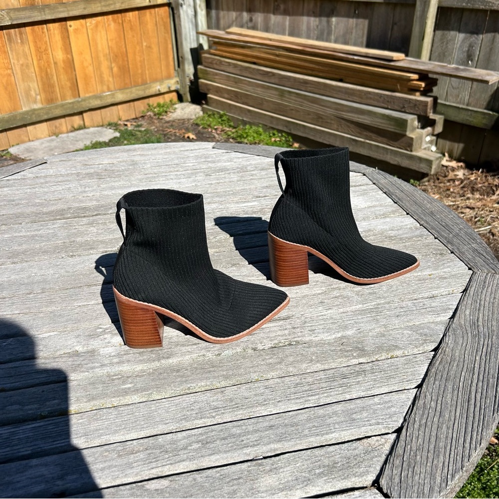 Steven by Steve Madden Nara Stacked Heel Sock Bootie in Black Size 5.5